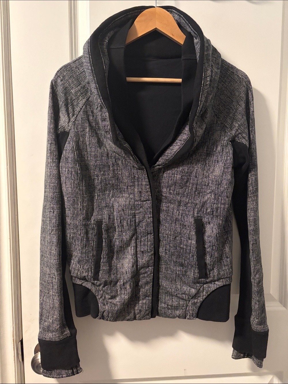 lululemon athletica Gray Heathered Hooded Bomber Jacket